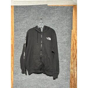 The North Face Hoodie Sweatshirt Mens Large Black Full Zip Fleece Logo Graphic
